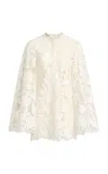 Elie Saab Embroidered Tulle Mini Dress In Off-white