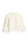 Elie Saab Embroidered Tulle Top In Off-white
