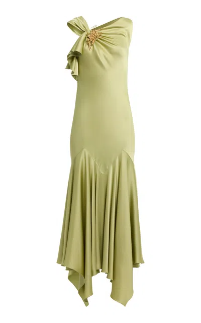 Elie Saab Envers Satin Midi Dress In Green