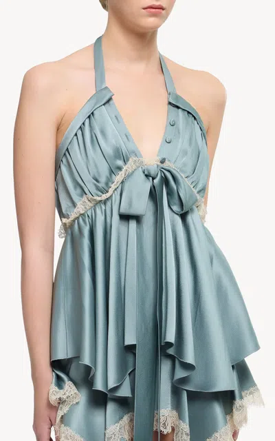 Elie Saab Envers Satin Top In Green