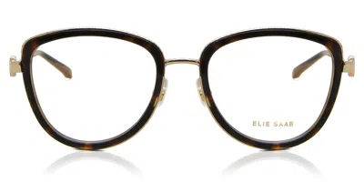 Elie Saab Es 055 086 Women's Glasses Tortoiseshell Size 52 - Free Lenses - Blue Light Block Available In Dark Tortoise Gold