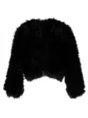 Elie Saab Faux Fur Crop Jacket In Black