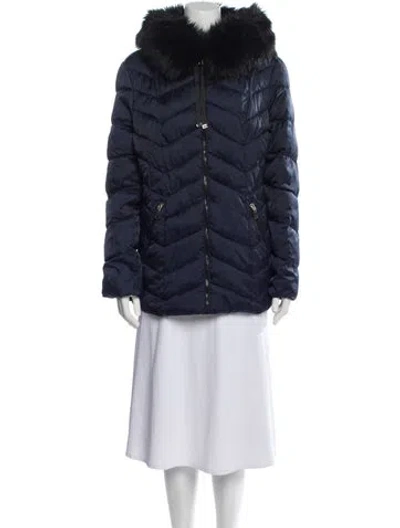 Pre-owned Elie Saab Faux Fur Jacket In Blue