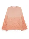Elie Saab Wool Feather-embelished Knit Top In Pink