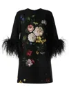 Elie Saab Printed Crepe Mini Dress In Black
