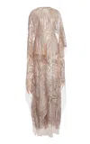 Elie Saab Flared Sleeve Embroidered Tulle Gown In Light Grey