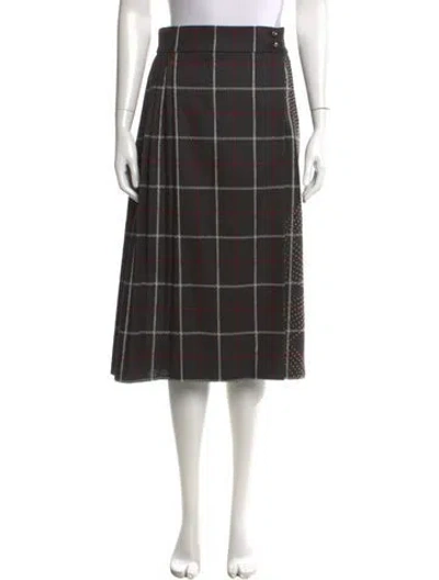 Pre-owned Elie Saab Fleece Midi Length Skirt In Black