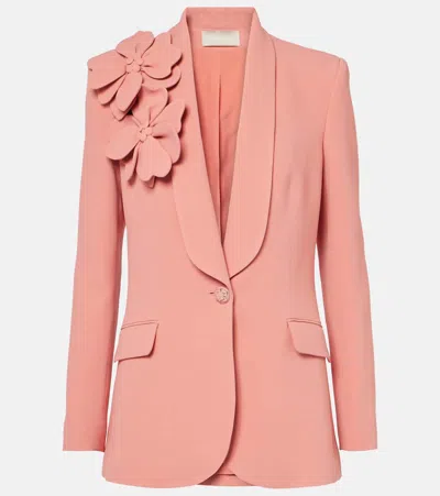Elie Saab Floral-appliqué Blazer In Pink