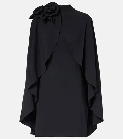 Elie Saab Floral-appliqué Ruffled Cady Minidress In Beige