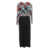 Elie Saab Floral Embroidered Long Sleeve Jumpsuit In Multicolor Viscose In Multi
