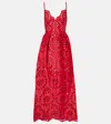 Elie Saab Grommet Drop Waist A-line Maxi Dress In Rot