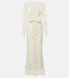 Elie Saab Floral Embroidered Tulle Midi Dress In White