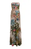 Elie Saab Floral Embroidered Tulled Maxi Dress In Multi