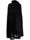Elie Saab Floral-embroidered Virgin-wool Cape In Black