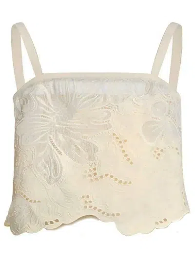 Elie Saab Cropped-top Mit Stickerei In White