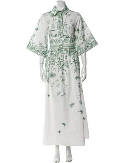 Pre-owned Elie Saab Floral Print Long Dress In Green