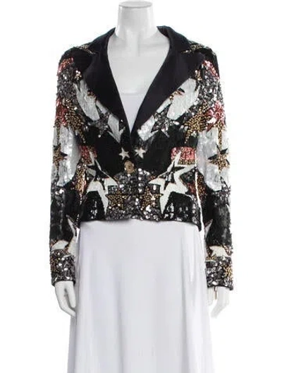 Pre-owned Elie Saab Floral Print Mini Dress In Black