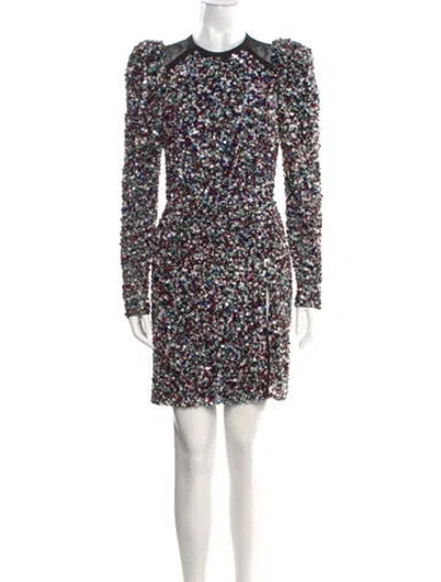 Pre-owned Elie Saab Floral Print Mini Dress In Black