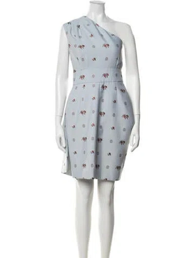 Pre-owned Elie Saab Floral Print Mini Dress In Blue