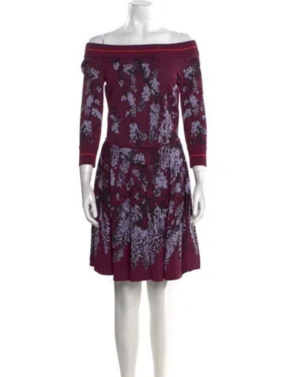 Pre-owned Elie Saab Floral Print Mini Dress In Purple