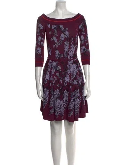 Pre-owned Elie Saab Floral Print Mini Dress In Purple
