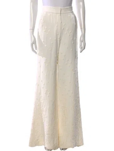 Pre-owned Elie Saab Floral Print Wide Leg Pants W/ Tags In Neutral