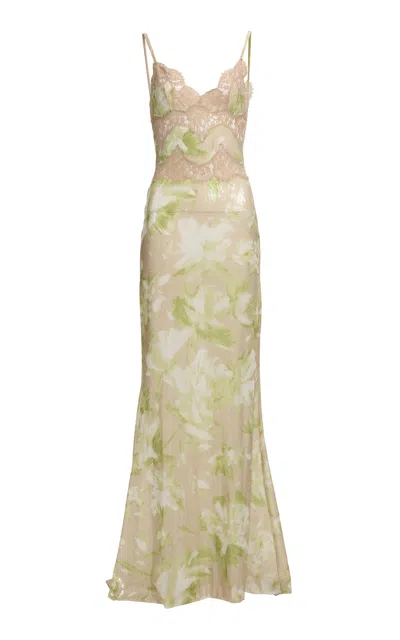 Elie Saab Floral Printed Sequined Maxi Dress In Pink