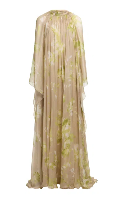 Elie Saab Floral Silk-chiffon Caftan In Pink