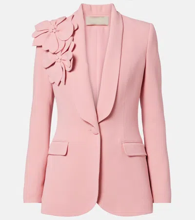Elie Saab Floral-appliqué Cady Blazer In Pink