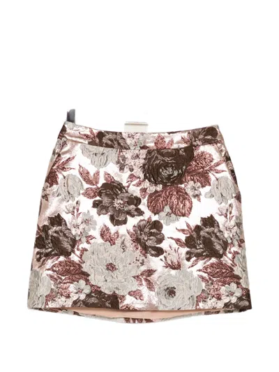 Elie Saab Floral-brocade A-line Skirt In Brown