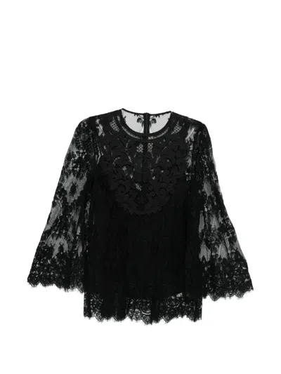 Elie Saab Floral-lace Blouse In Black