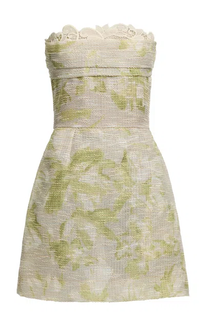 Elie Saab Fold Over Top Silk-blend Tweed Mini Dress In Pink