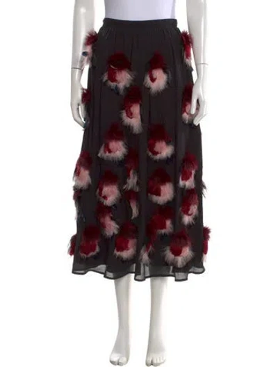 Pre-owned Elie Saab Fox Midi Length Skirt W/ Tags In Black