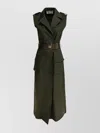 Elie Saab Gabardine Midi Dress Palm Shade40 Gabardine