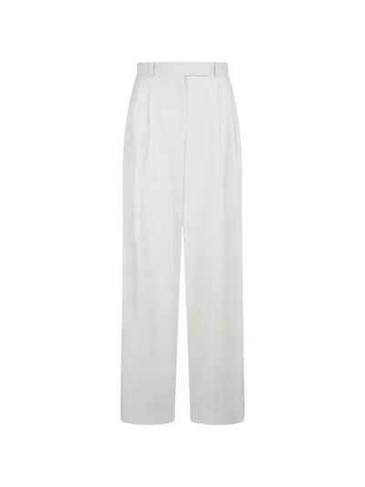 Elie Saab Gabardine Pleated Trousers In White