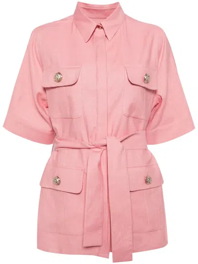 Elie Saab Gabardine Shirt Dress In Rosa