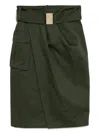 Elie Saab Gabardine Midi Skirt Palm Shade36 Gabardine