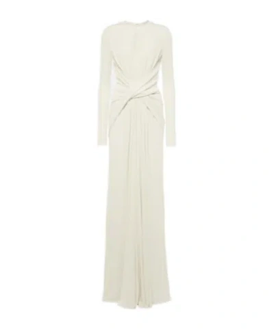 Elie Saab Gathered Cutout Jersey Gown In White
