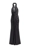 Elie Saab Gathered Jersey Maxi Dress In Black