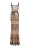 Elie Saab Geometric Beaded Maxi Dress In Multi