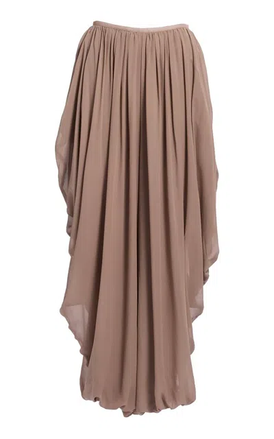 Elie Saab Georgette Silk Pant In Brown
