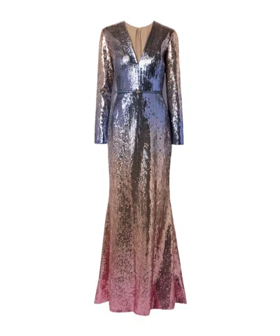 Elie Saab Gradient Sequin Maxi Dress In Multi