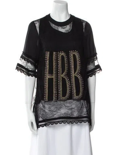 Pre-owned Elie Saab Graphic Print Crew Neck Tunic In Black
