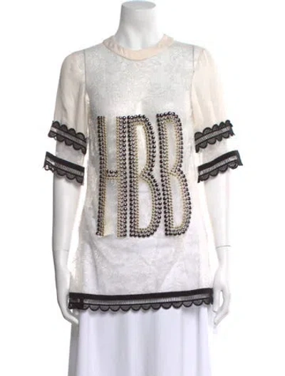 Pre-owned Elie Saab Graphic Print Crew Neck Tunic In Neutral