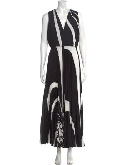 Pre-owned Elie Saab Graphic Print Long Dress In Black