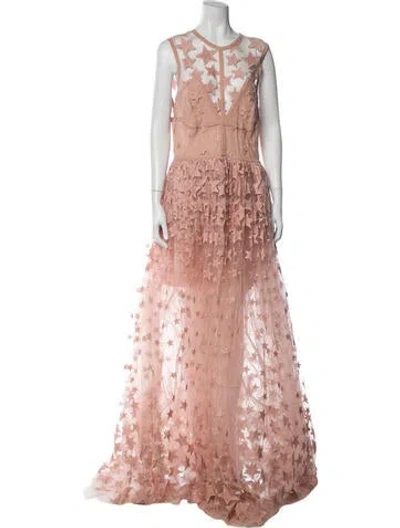 Pre-owned Elie Saab Graphic Print Long Dress In Pink