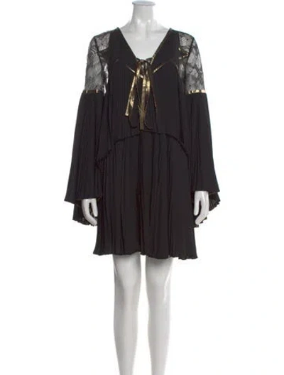 Pre-owned Elie Saab Graphic Print Mini Dress In Black