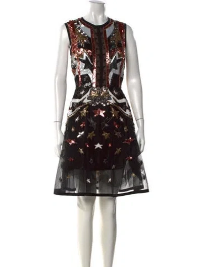 Pre-owned Elie Saab Graphic Print Mini Dress W/ Tags In Black