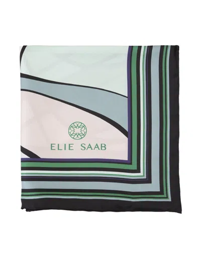 Elie Saab Green Printed Silk Foulard