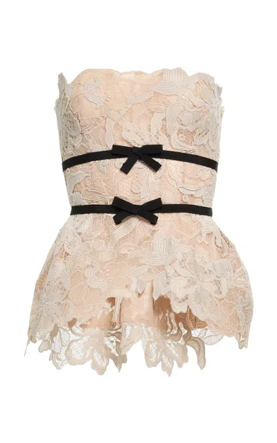 Elie Saab Guipure Lace Corset Top In Gold